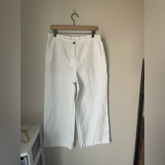 J. Jill Love Linen Cropped White Linen Pants Size Medium Tall - Picture 1 of 9